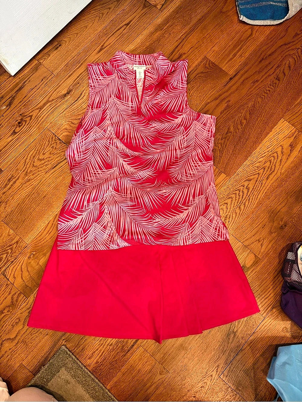 Tommy Bahama Pink Abstract Mini Skort and Top Size L